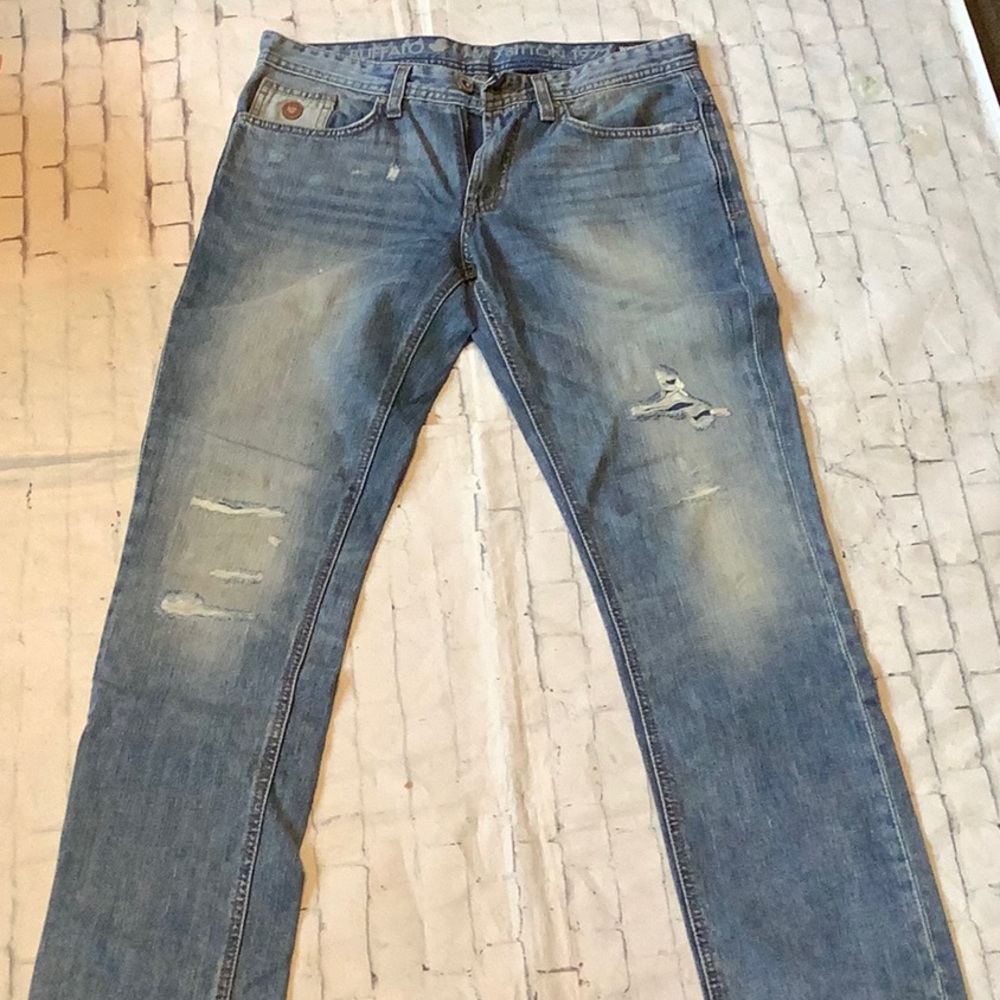 Men's jeans Buffalo David Bitton Evan Slim Straight Jean 30x32 distressed blue